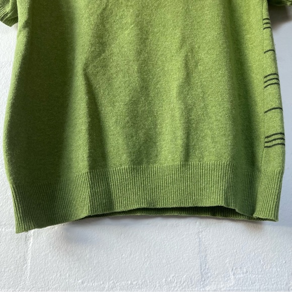 Burberry Sweater sz Medium Green Checks lime and khaki Short sleeve Pure Wool - Picture 7 of 7
